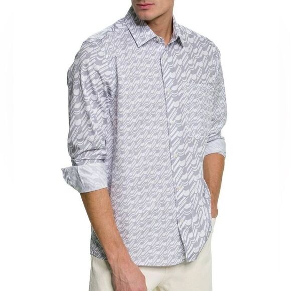 Ted Baker Retrow Long Sleeve Gray Pattern Shirt NWOT - Picture 1 of 7